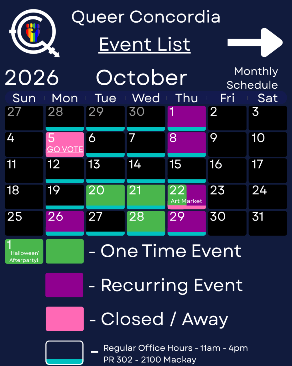 Queer Concordia October 2026 Newsletter